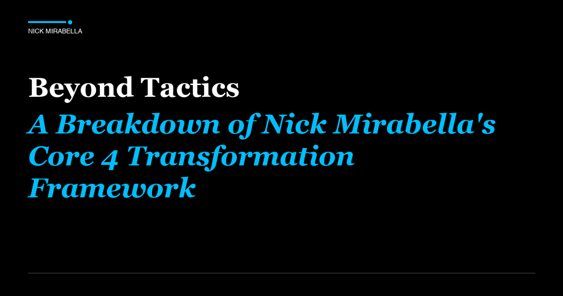 Strategic framework for beyond Tactics: A Breakdown of Nick Mirabella's Core 4 Transformation Framework